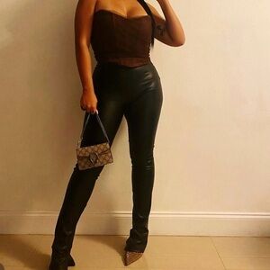 ZARA Brown Strapless Corset Top